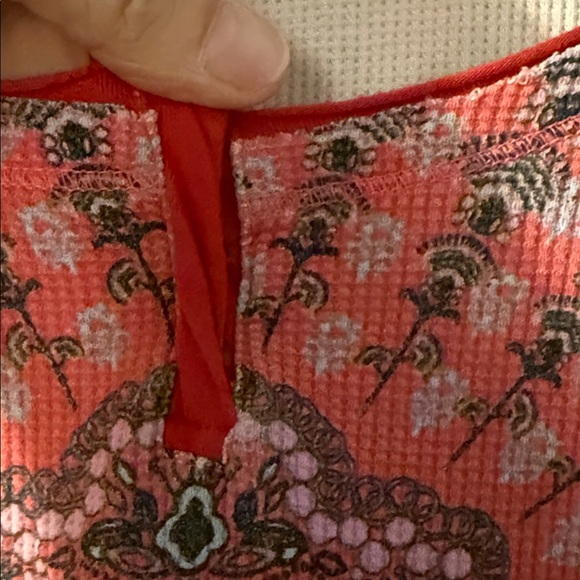 Free People Red and Black Patterned Long Sleeve Top - Picture 4 of 10